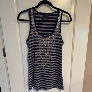 Rivet & Blues Navy Blue Sequined Tank Top, Size Medium